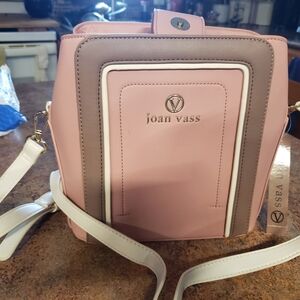 Joan Vass Pink and Cream Backpack